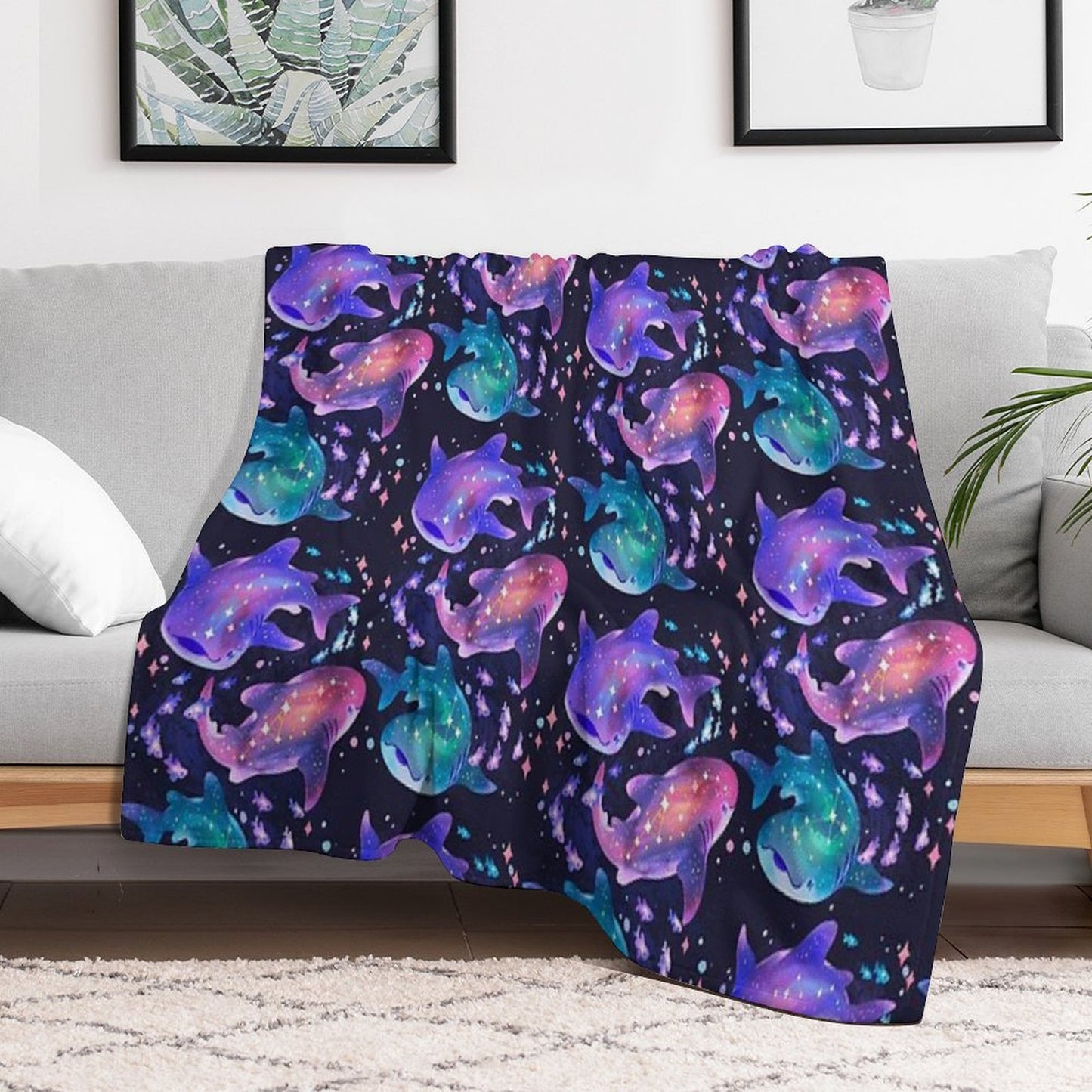 Cosmic Whale Shark Throw Blanket