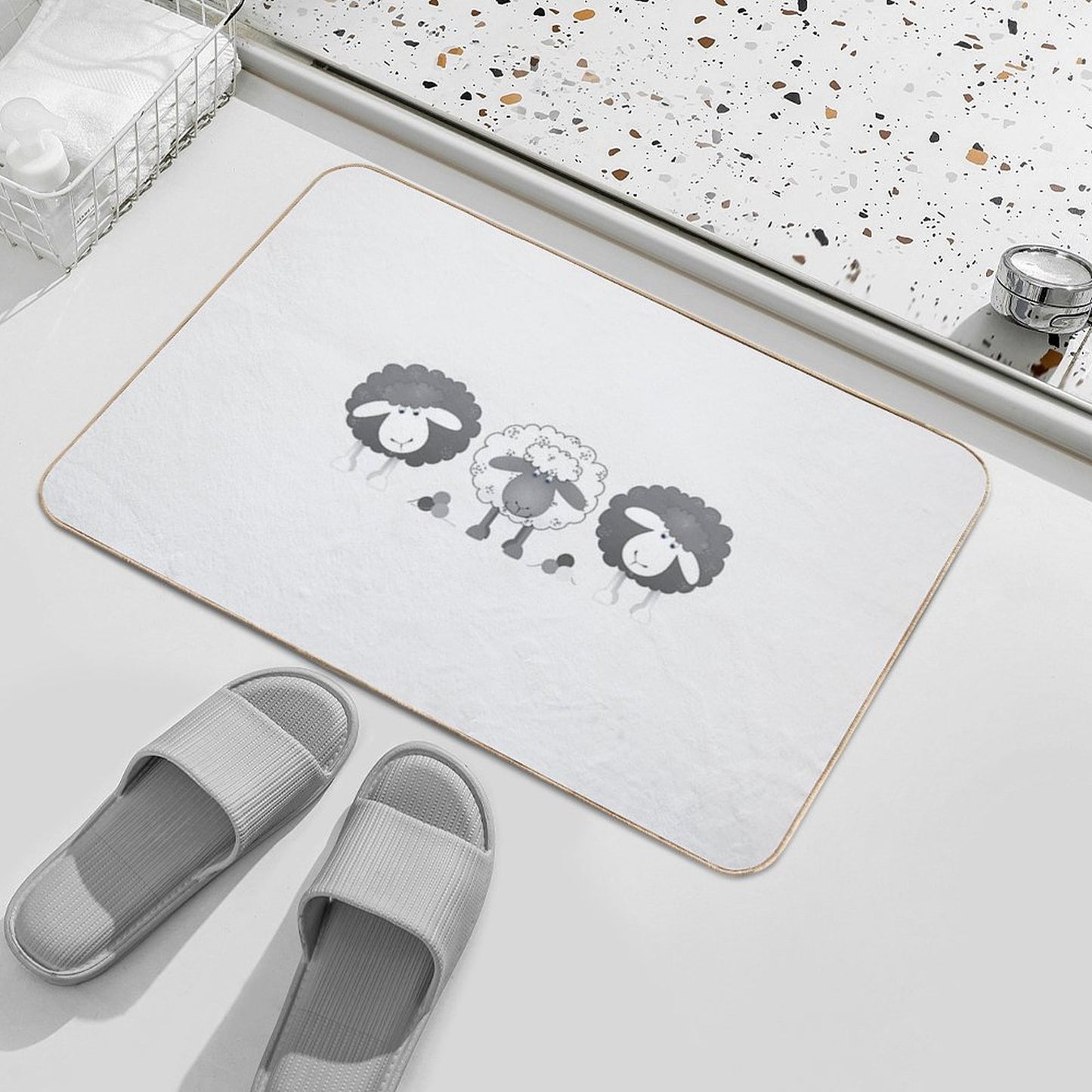 Trio Of Sheep. Bath Mat
