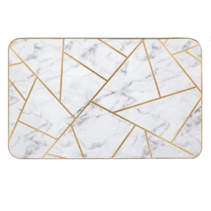 White Marble And Gold Geo Bath Mat