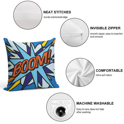 BOOM Comic Book Pop Art Modern Fun Retro Soft Luxury Feel Throw Pillow