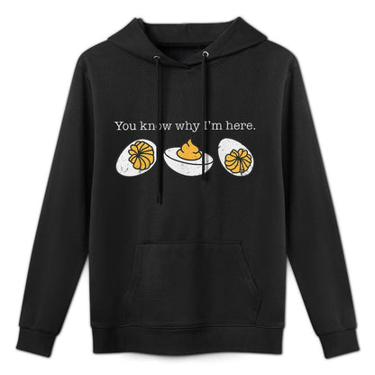 Funny Thanksgivings Holiday Retro Thanksgiving You Know Why Im Here Deviled Egg - Unisex-Adults & Kids - Black - Small - - Layering Staple Hoodie