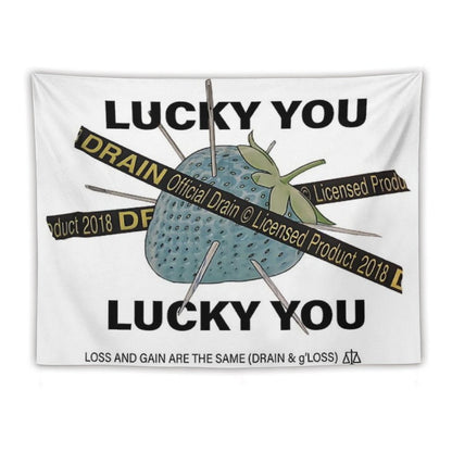 Bladee Drain Gang Lucky You Strawberry Logo Tapestry
