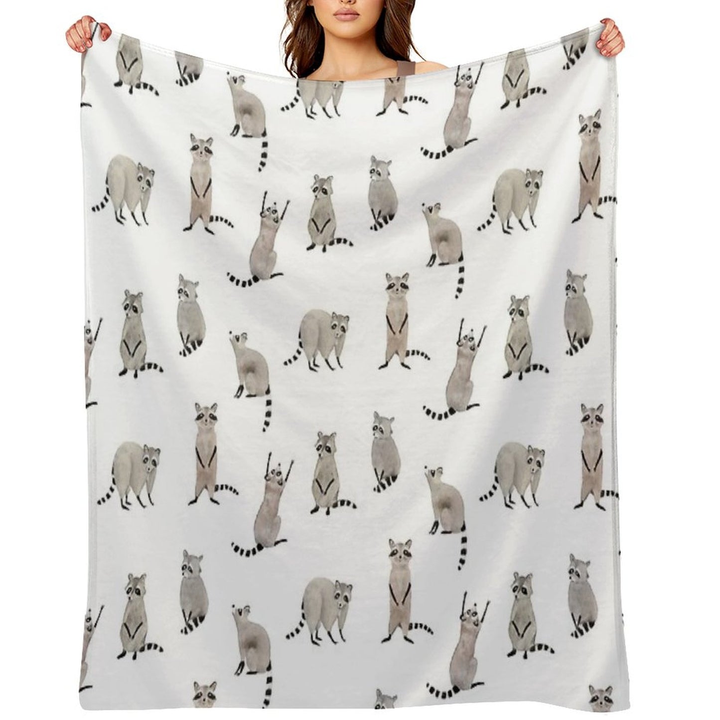 Raccoon Pattern Throw Blanket