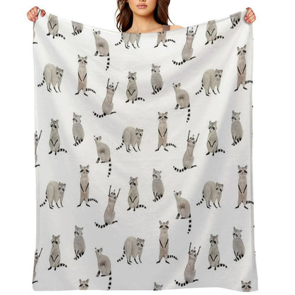Raccoon Pattern Throw Blanket