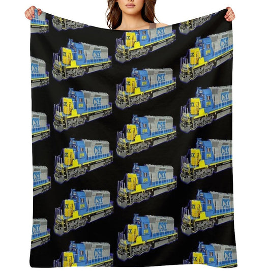 Freight Train CSX Engine Throw Blanket
