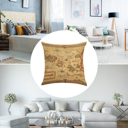 Map of Narnia Linen Throw Pillow Cover