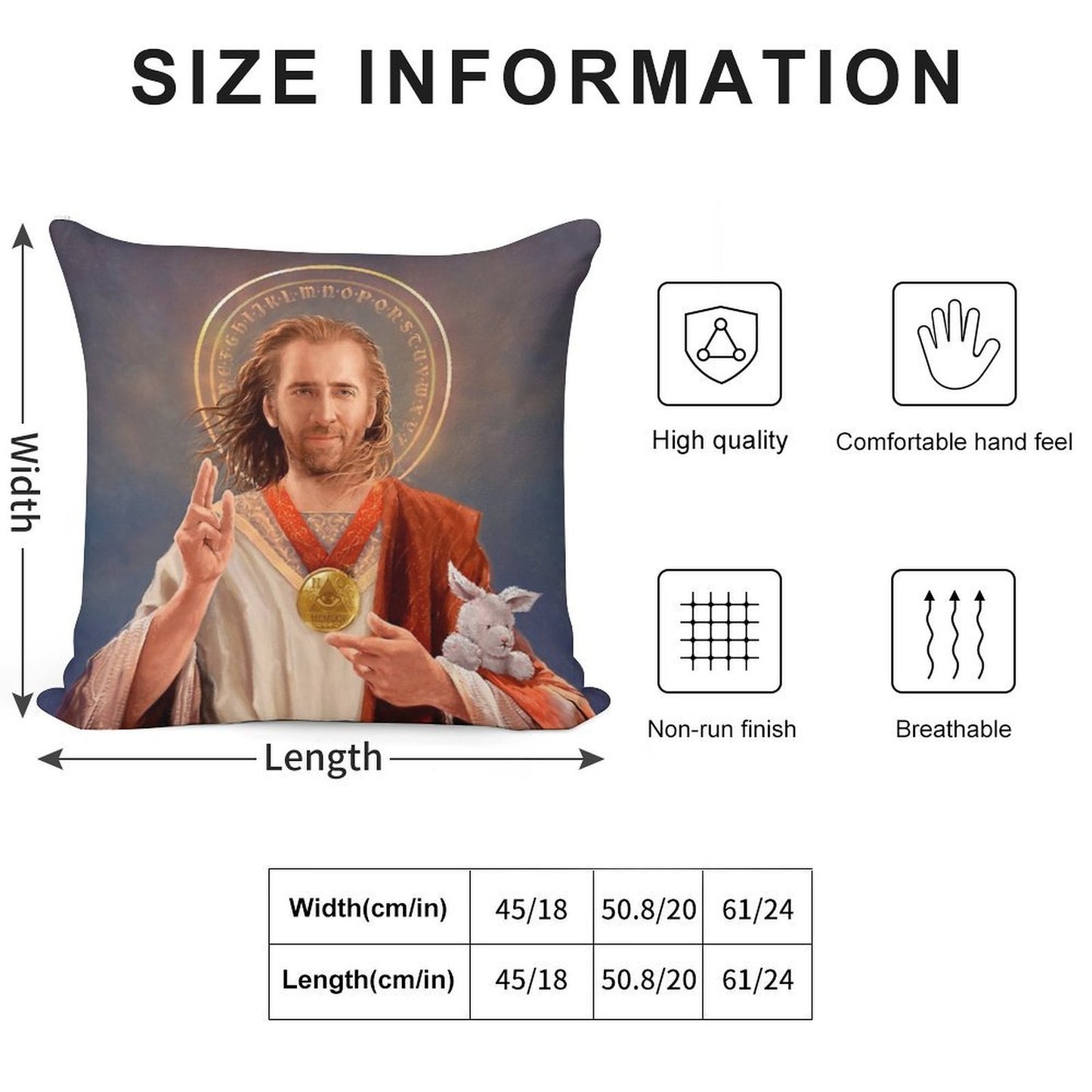 Nicolas Cage, Saint Nicolas of Cage, Nic Cage Original Religious Painting Soft Washable Throw Pillow