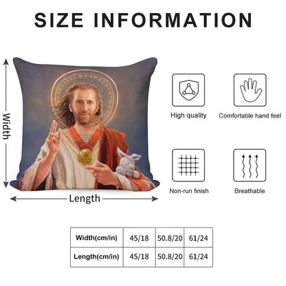Nicolas Cage, Saint Nicolas of Cage, Nic Cage Original Religious Painting Soft Washable Throw Pillow