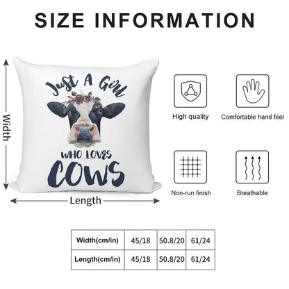 Animal Lovers Funny Gifts - Just A Girl Who Loves Cows Soft Warmth Comfort Throw Pillow