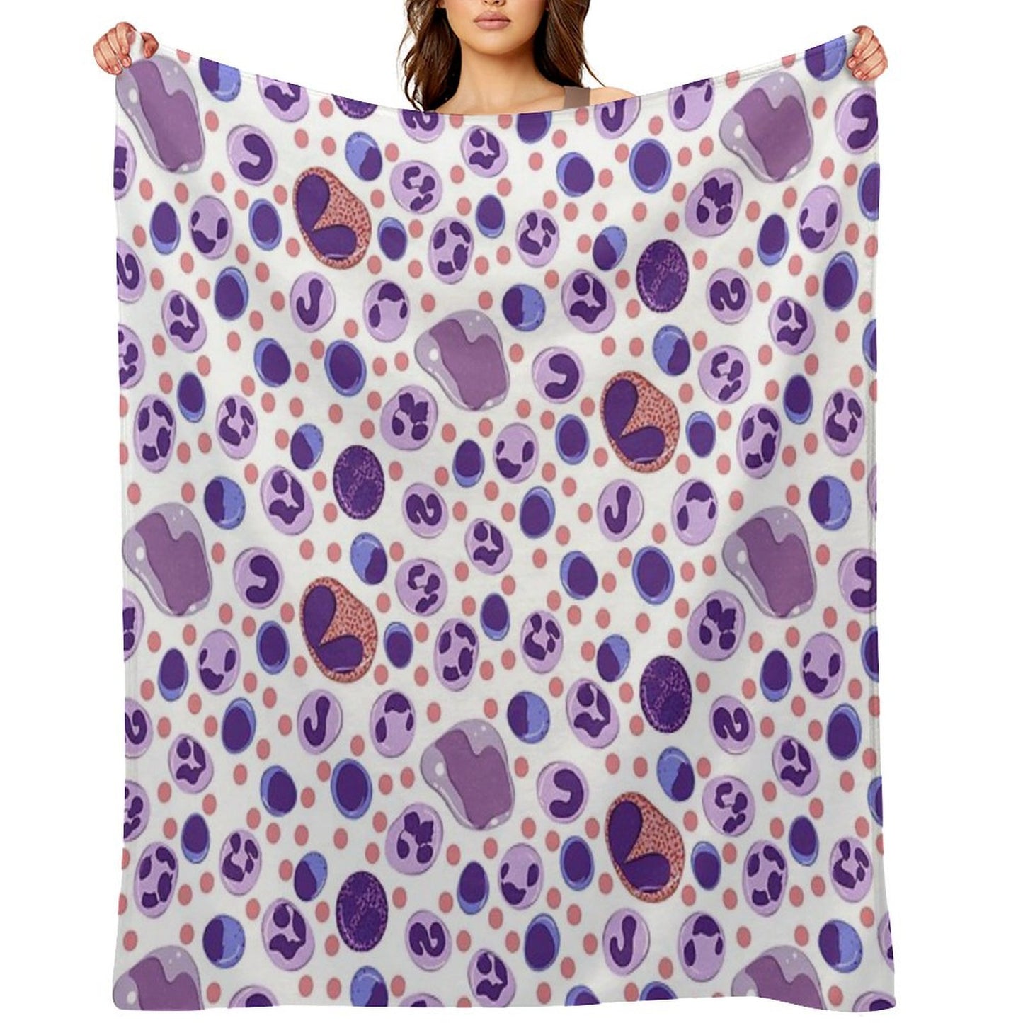 Large White Blood Cell Pattern Throw Blanket