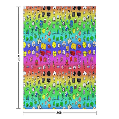 BFDI All Characters (Rainbow) Throw Blanket