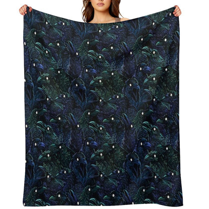 Raven Pattern Throw Blanket