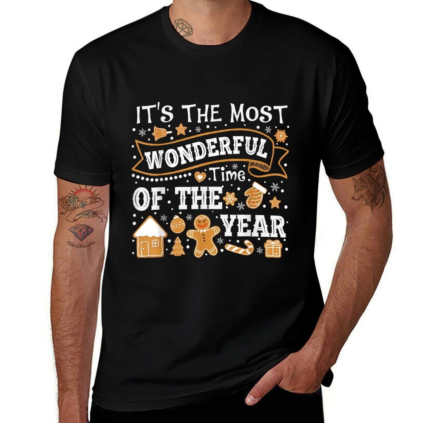 Its The Most Wonderful Time of Year Christmas Gingerbread  Polyester Blend T-Shirt