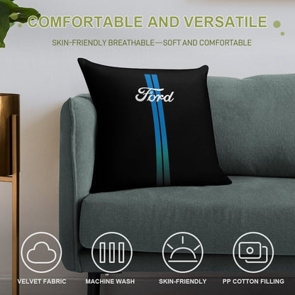 Retro Ford Stripes Soft Shrink-Resistant Throw Pillow