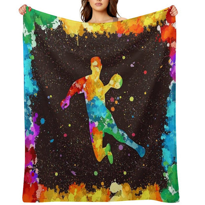 Handball Art Watercolor Throw Blanket