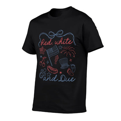 Coquette Bow Red White And Due 4th Of July Pregnancy Reveal  Wrinkle-resistant T-Shirt