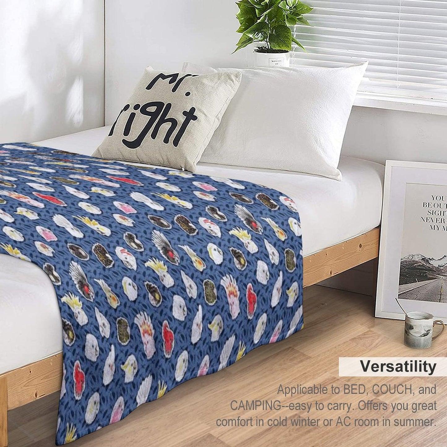 21 Cockatoos (in Dark Blue) Throw Blanket