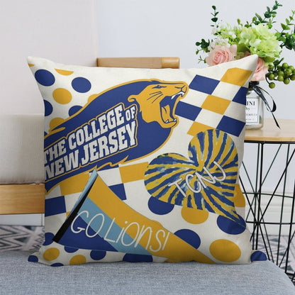 The College of New Jersey Collage Linen Throw Pillow Cover