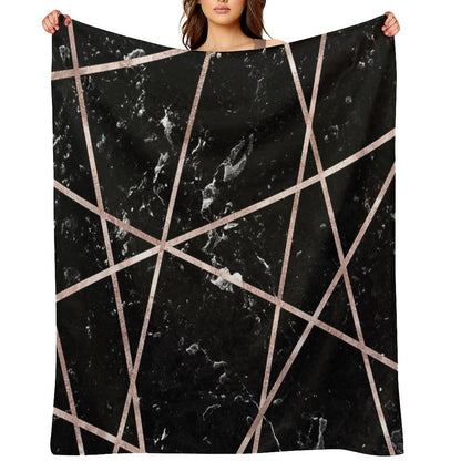 Black Marble Rose Gold Geo Glam #1 #geo #decor #art Throw Blanket
