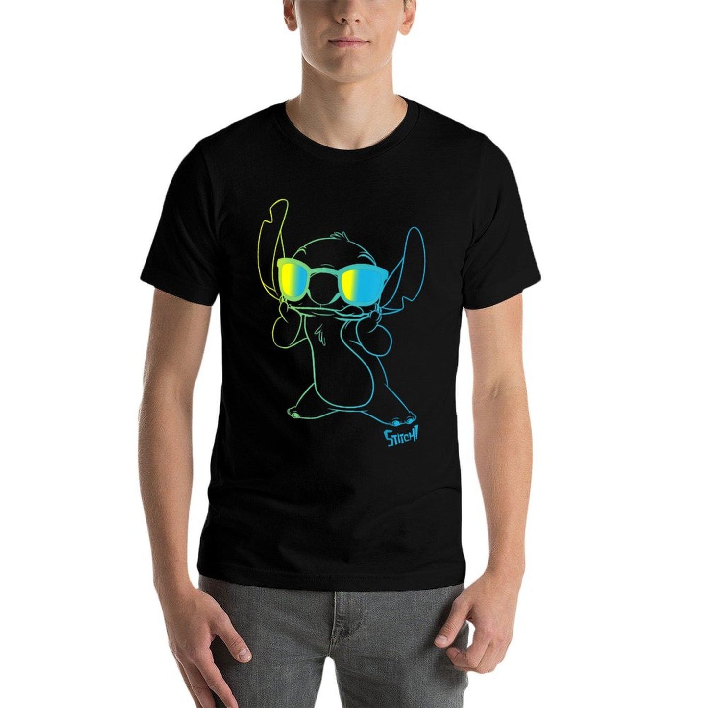 Disney Lilo  Stitch Cool Stitch Neon Outline Chest Portrait  Soft T-Shirt