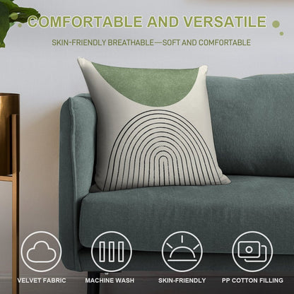 Arch Balance Green - Mid Century Modern Soft Anti-Pilling Throw Pillow