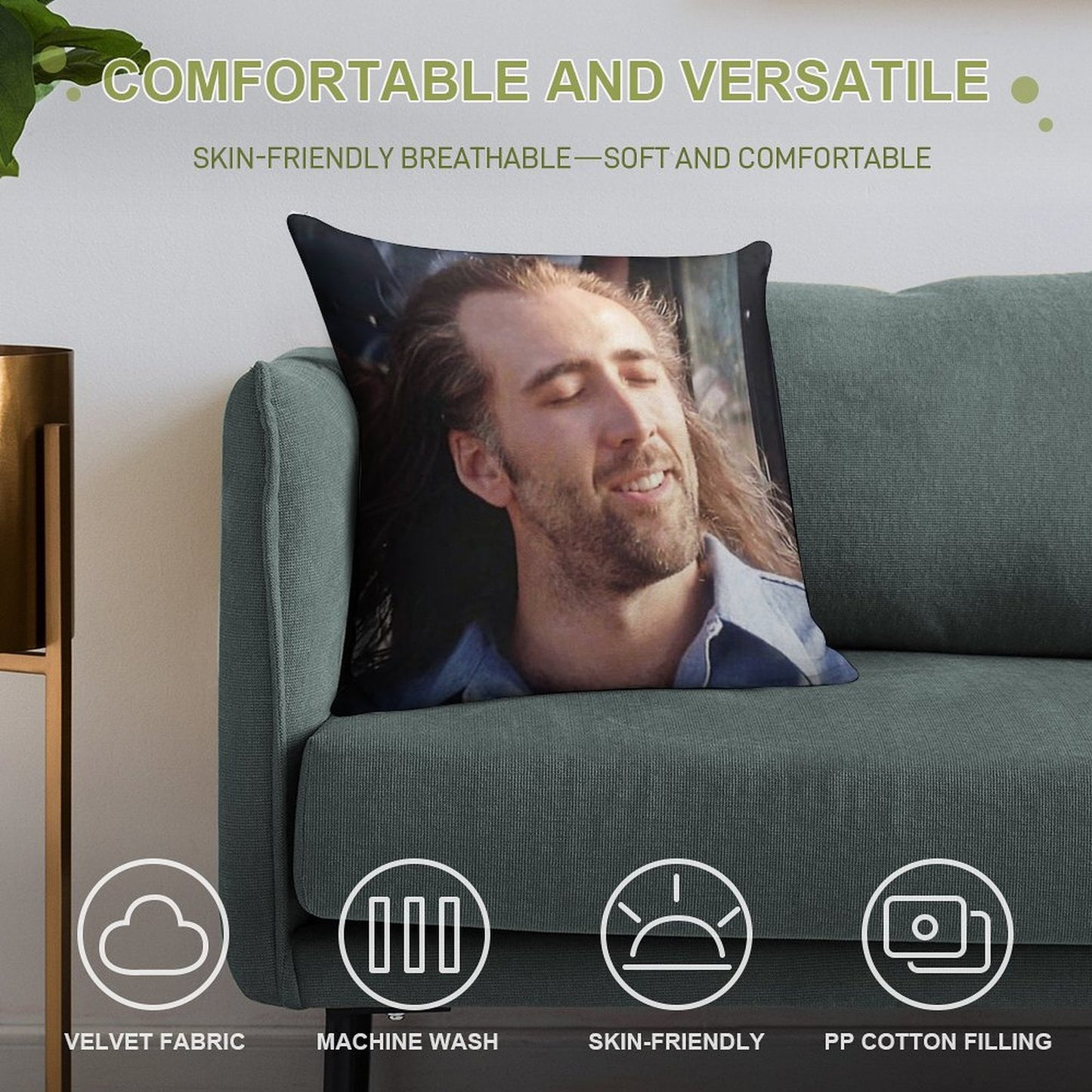 Nicolas Cage Soft Anti-Pilling Throw Pillow