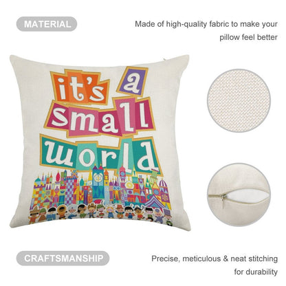 It's A Small World - Full Graphic by Kelly Design Company Linen Throw Pillow Cover