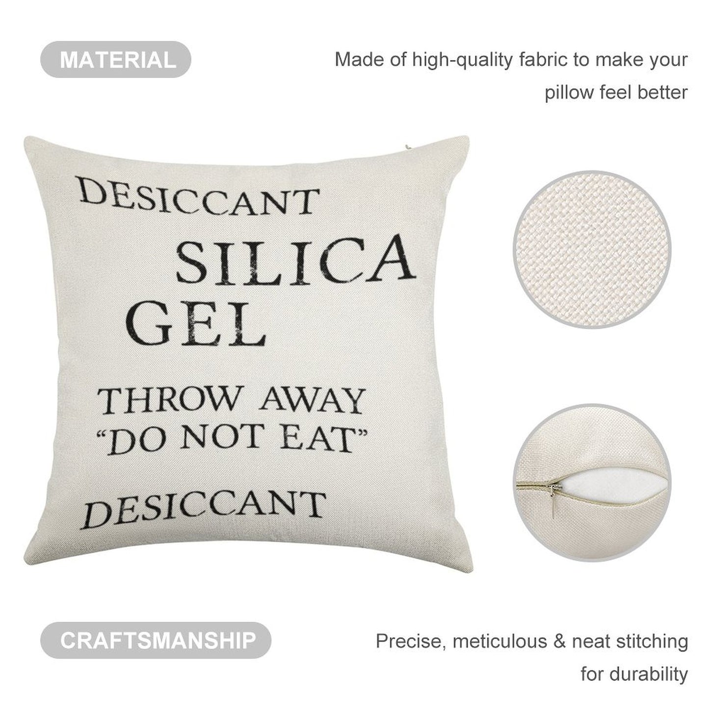 Silica Gel Desiccant Do No Eat (correct) Linen Throw Pillow Cover