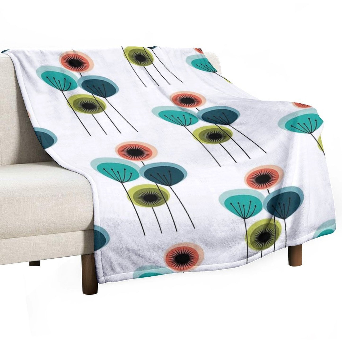 Flowers - Mid Century Throw Blanket