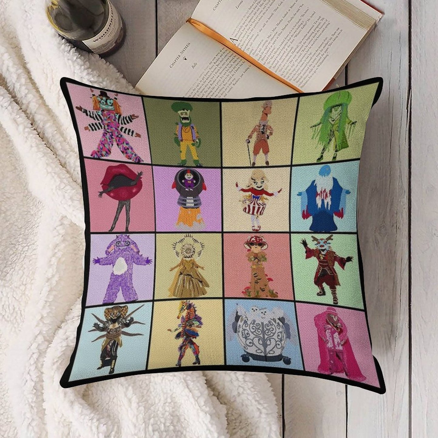 Masked Singer Season 4 - Hand Drawn Linen Throw Pillow Cover