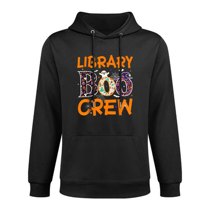 Library Boo Crew Book Lovers Funny Halloween Library Ghost Cotton-Polyester Blend Hoodie