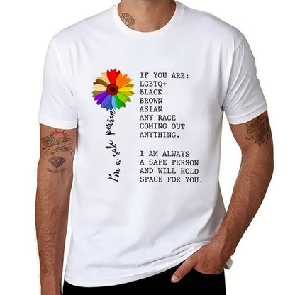 Sunflower LGBT Im A Safe Person, LGBT Pride Month  Relaxed-fit T-Shirt