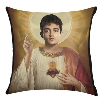 Charles Leclerc Jesus F1 Linen Throw Pillow Cover