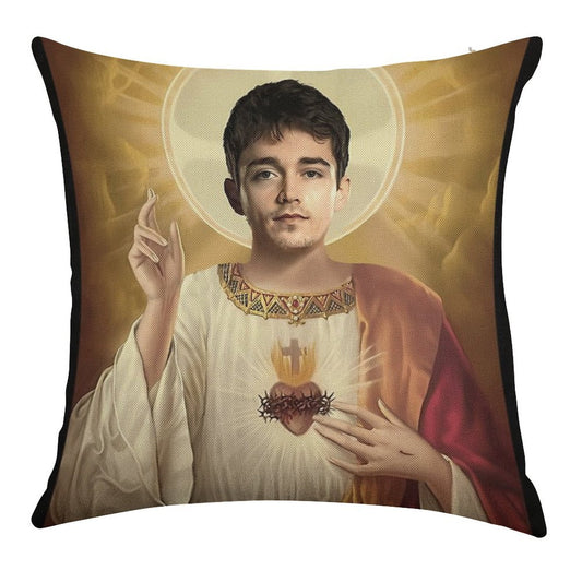 Charles Leclerc Jesus F1 Linen Throw Pillow Cover