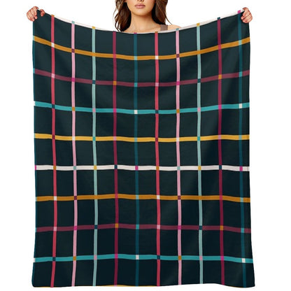 Hand Drawn Plaid Pattern Throw Blanket