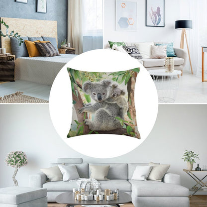 Koala Cuddles Linen Throw Pillow Cover