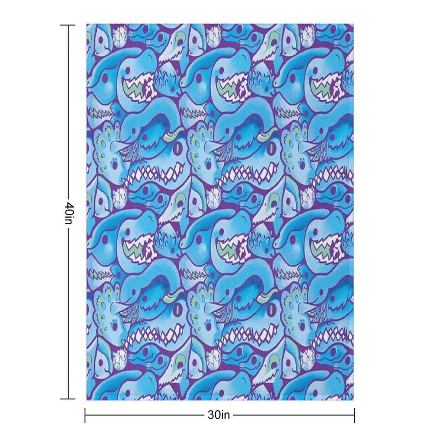 Dinosaur Pattern in Blue Throw Blanket