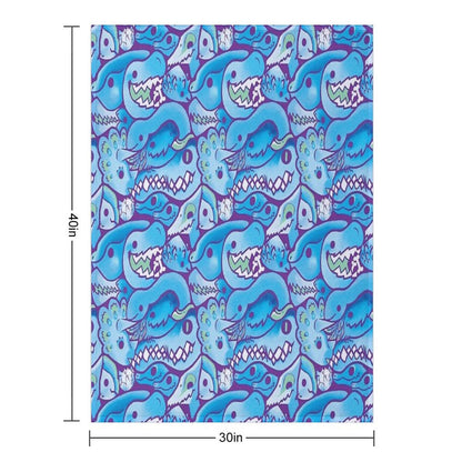 Dinosaur Pattern in Blue Throw Blanket