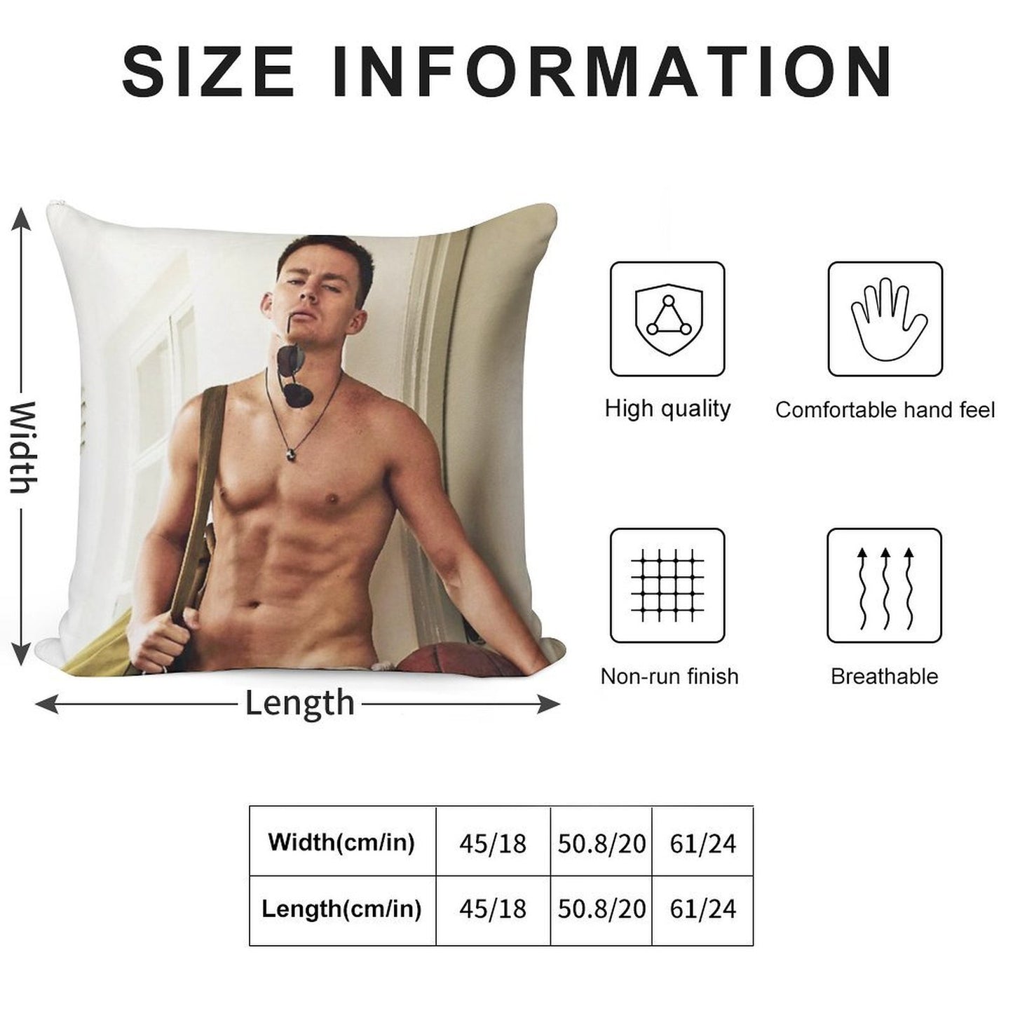 Channing Tatum Shirtless Soft Anti-Pilling Throw Pillow