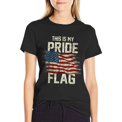 This Is My Pride USA American 4th of July Patriotic  Oversized Silhouette T-Shirt