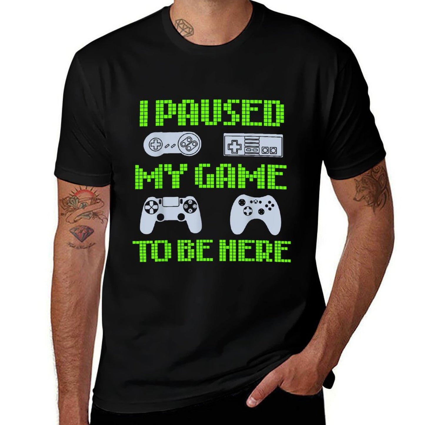 I Paused My Game To Be Here Funny Video Gamer  Rolled Sleeves T-Shirt