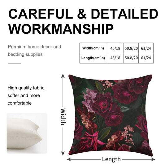 Antique Midnight Botanical Flower Rose Botanical Night Garden Nightgarden Linen Throw Pillow Cover