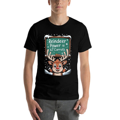 Six Seven Funny Reindeer Power Equals Meme 67 Funny Number  Moisture-wicking T-Shirt
