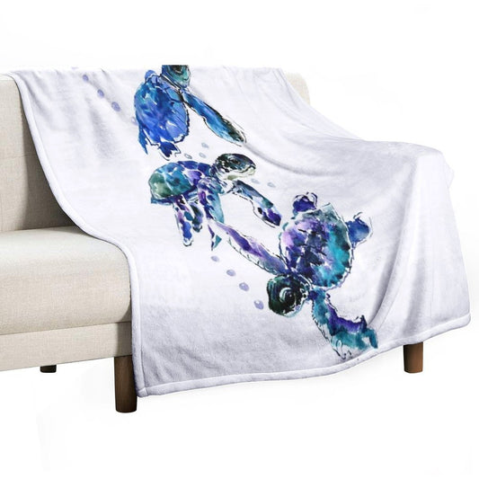 Three Sea Turtles Throw Blanket