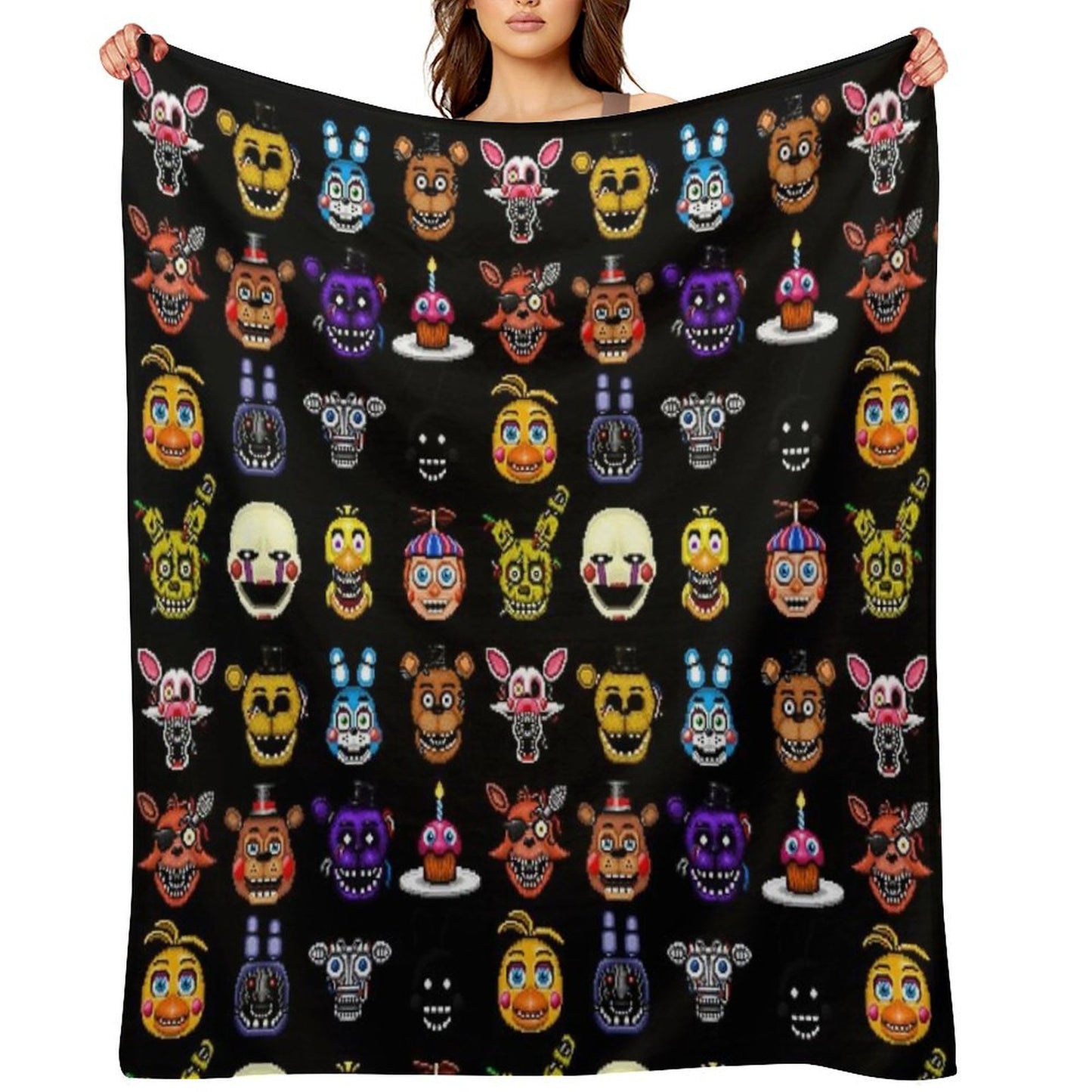 Five Nights at Freddy's - Pixel Art - Multiple Characters Throw Blanket