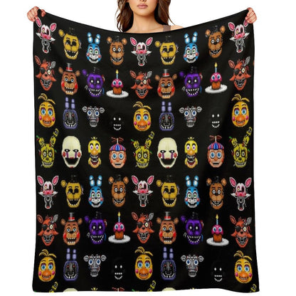Five Nights at Freddy's - Pixel Art - Multiple Characters Throw Blanket