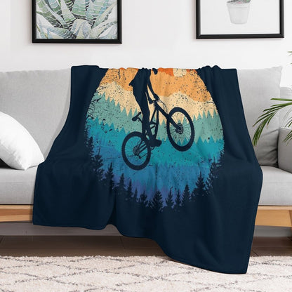 Mountain Biking Retro Throw Blanket