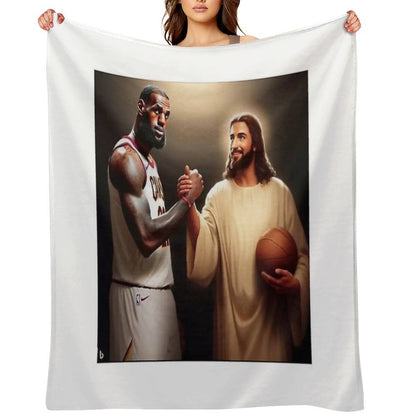 Lebron James + Jesus Throw Blanket
