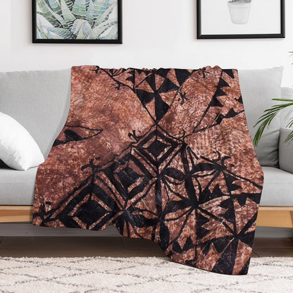 Tongan Tapa Design Throw Blanket