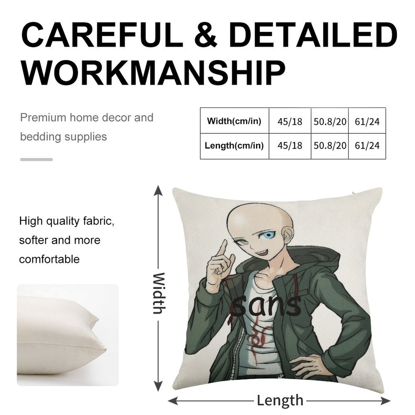 Komaeda Sans Linen Throw Pillow Cover